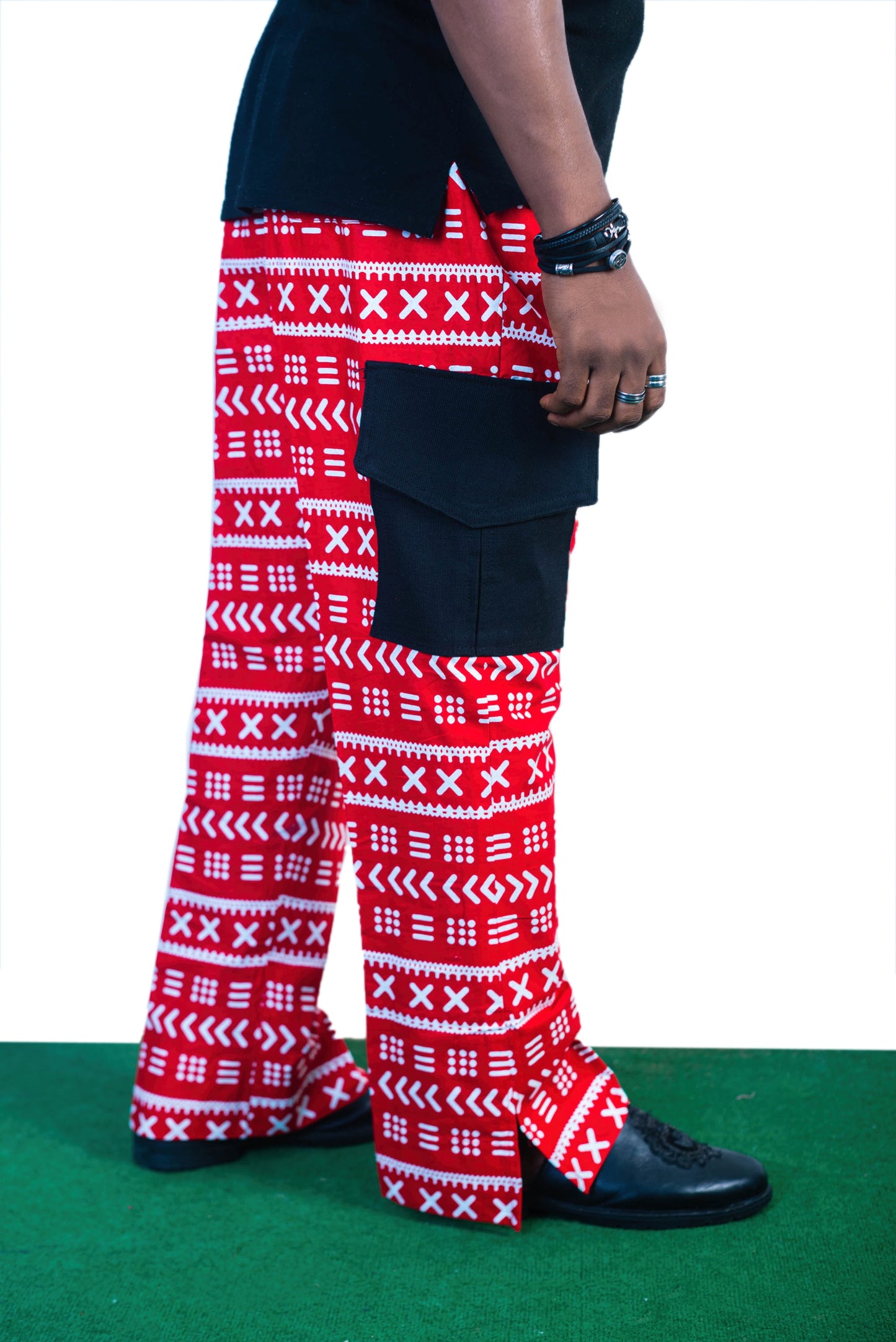 Red With White Arrow Print Ankara Pants