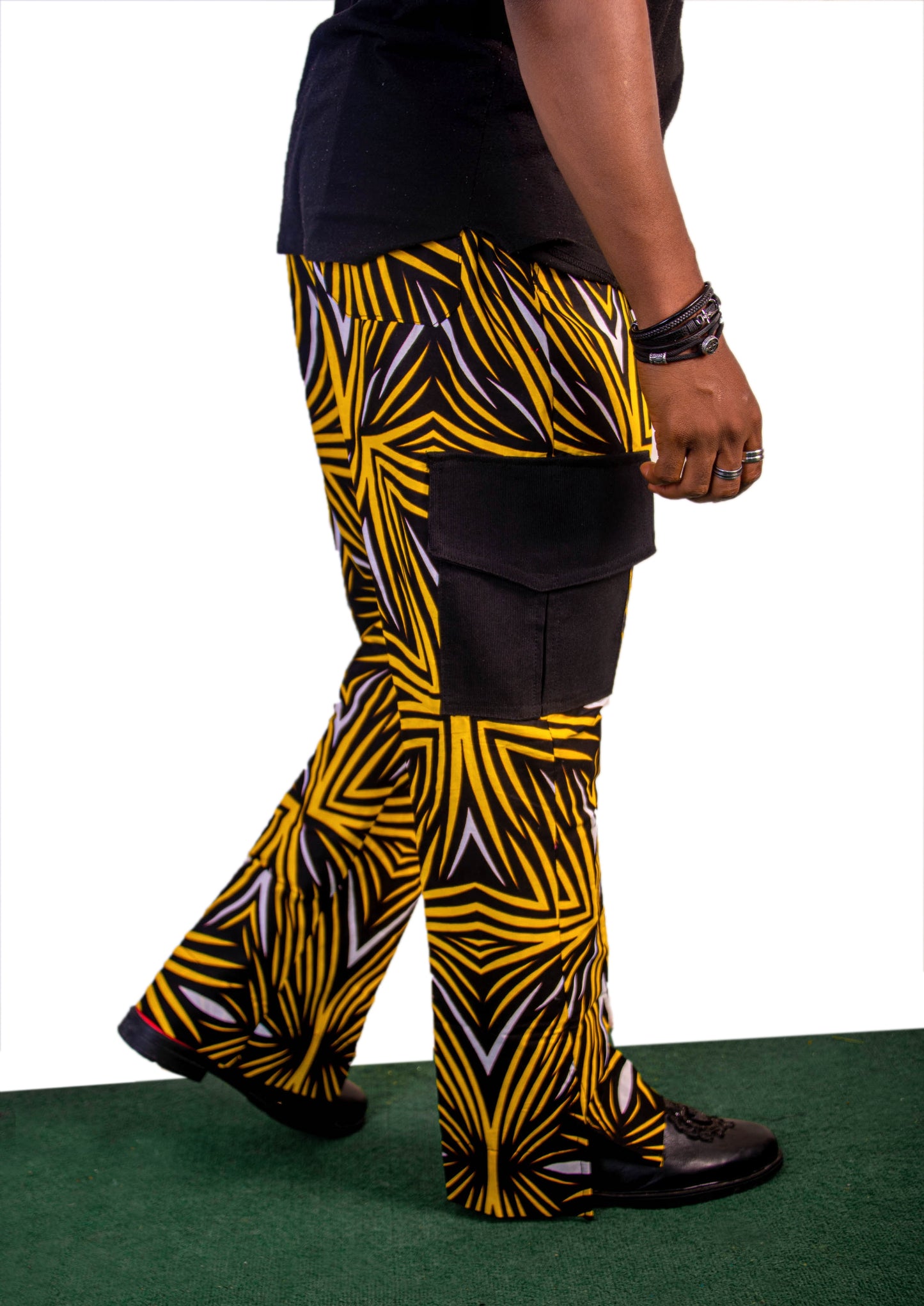 Yellow with Bold Black Print Ankara Pants