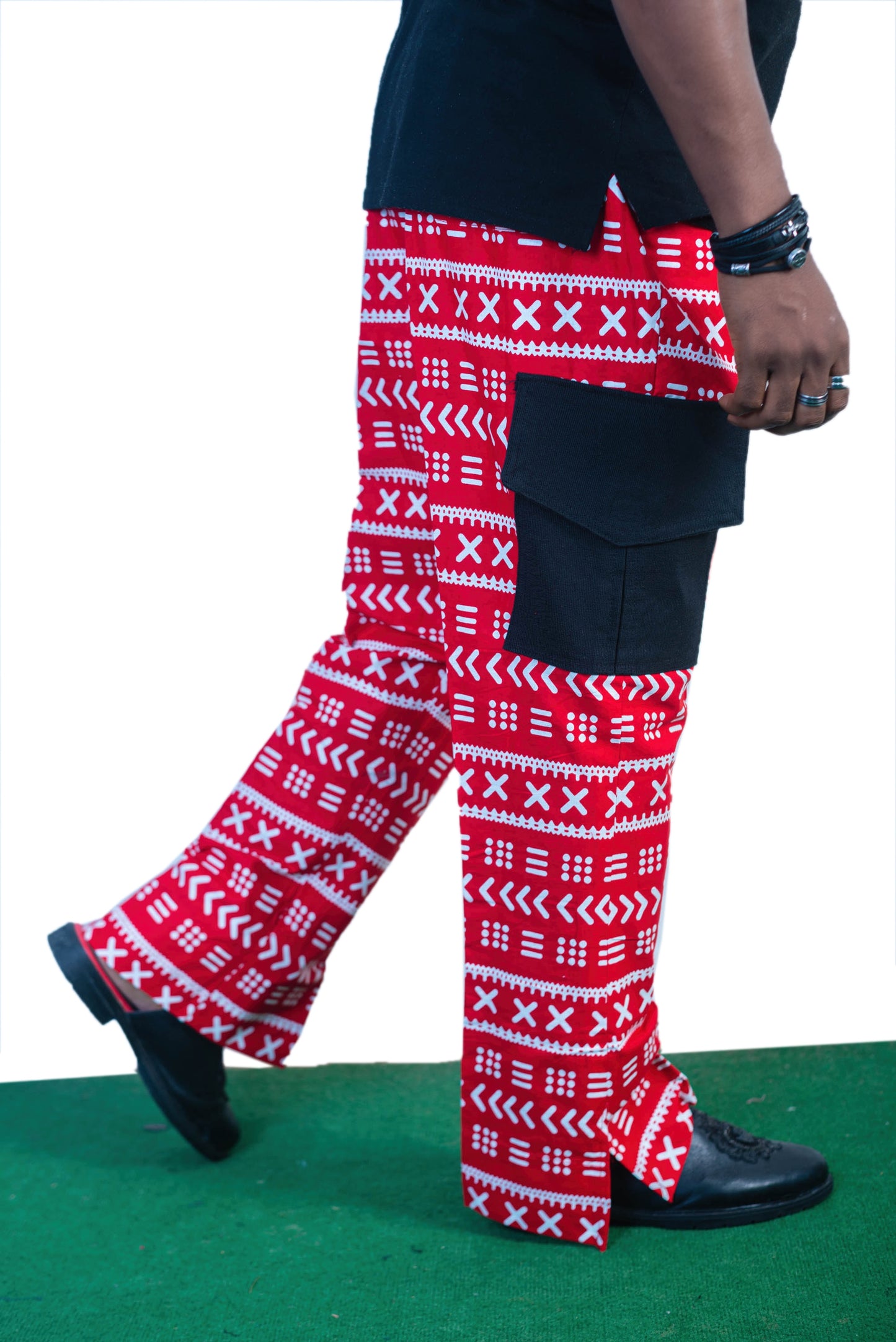 Red With White Arrow Print Ankara Pants