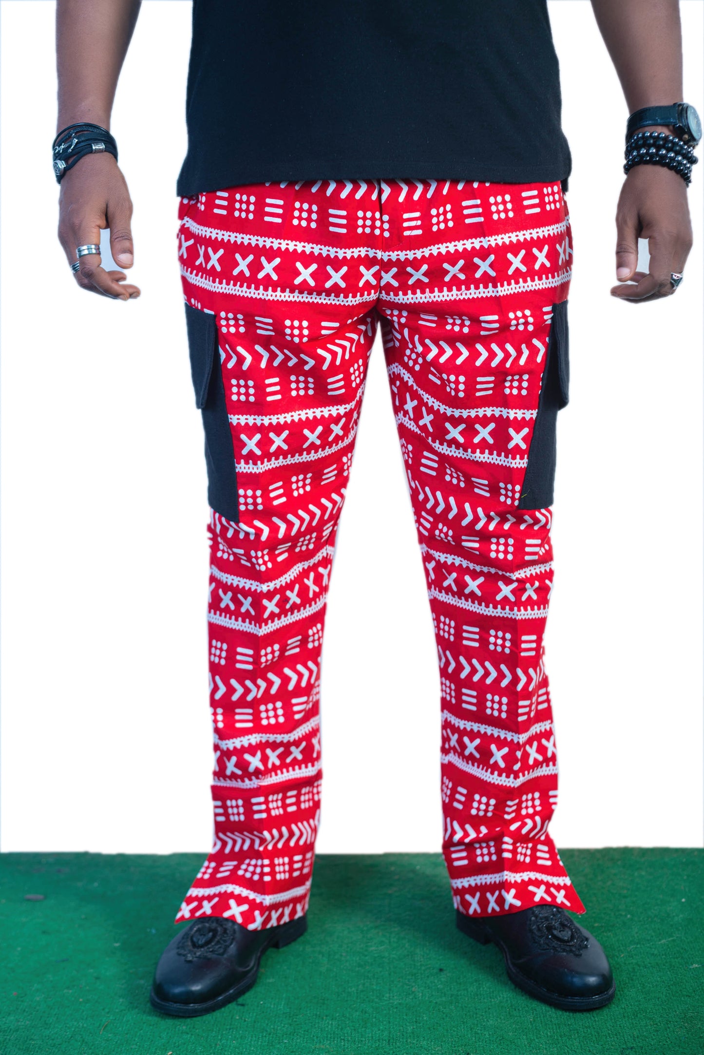 Red With White Arrow Print Ankara Pants