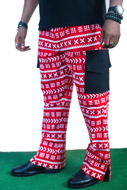 Red With White Arrow Print Ankara Pants