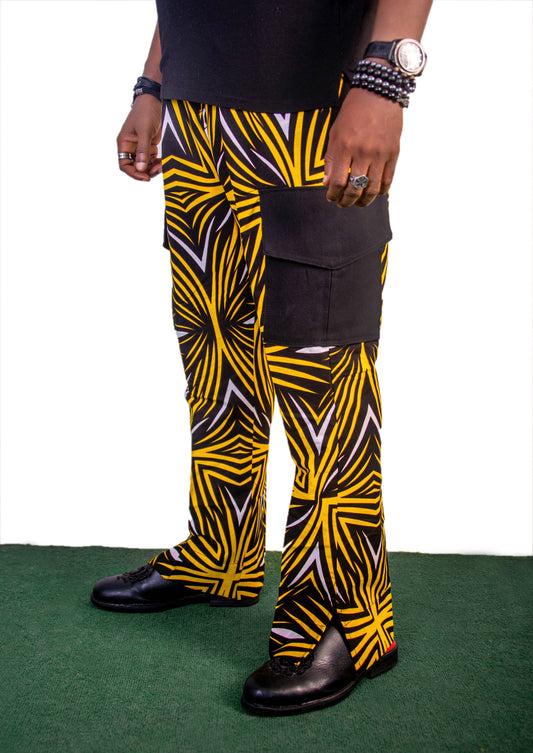 Yellow with Bold Black Print Ankara Pants