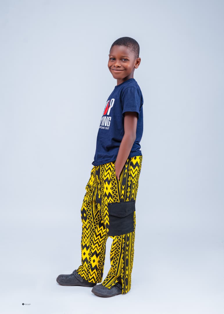 Yellow with Bold Black Print Ankara Pants
